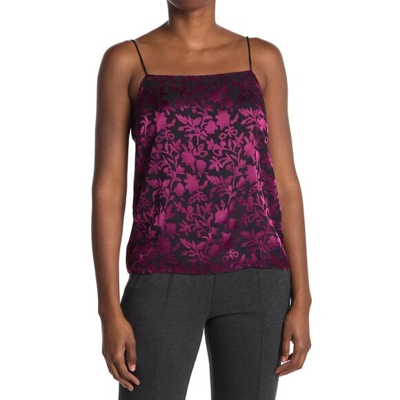 NWT Club Monaco black & purple floral burnout camisole tank top - Picture 5 of 9